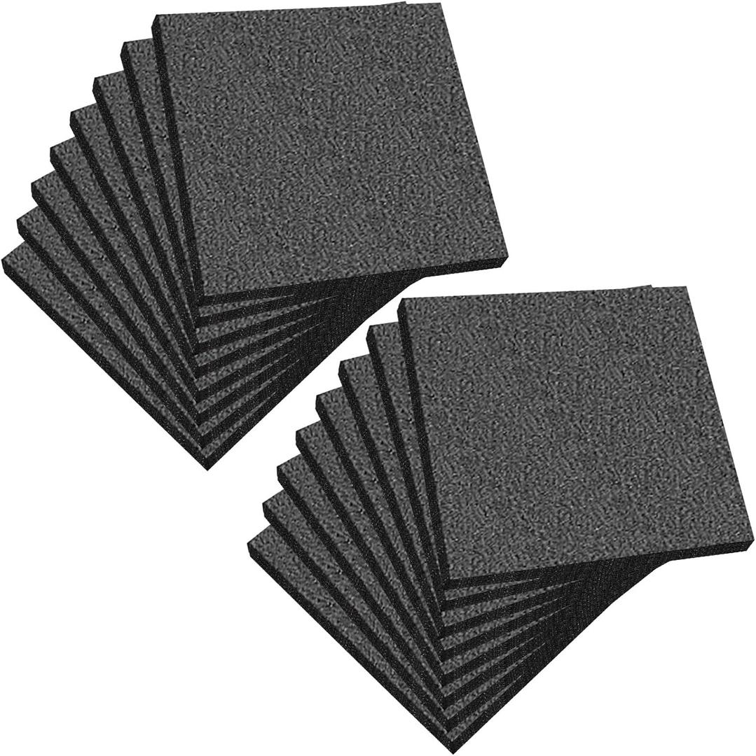Frienda 16 Pcs Polyethylene Foam Sheet, 12 x 12 x 0.5 Inch Cuttable Packing Foam Pad Cushioning for Tool Box, Cases Craft Shipping Moving and Storage (Black)