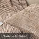 Set of 2 Decorative Khaki Throw Pillow Covers 18x18 No Cusion Inserts, Boho Pillow Cases for Couch Sofa Bed Living Room, Soft Textured Chenille Case with Zipper Gift Home Deco, Khaki