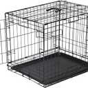 Amazon Basics Durable,Foldable Metal Wire Dog Crate with Tray, Double Door, 30 x 19 x 21 in, Black