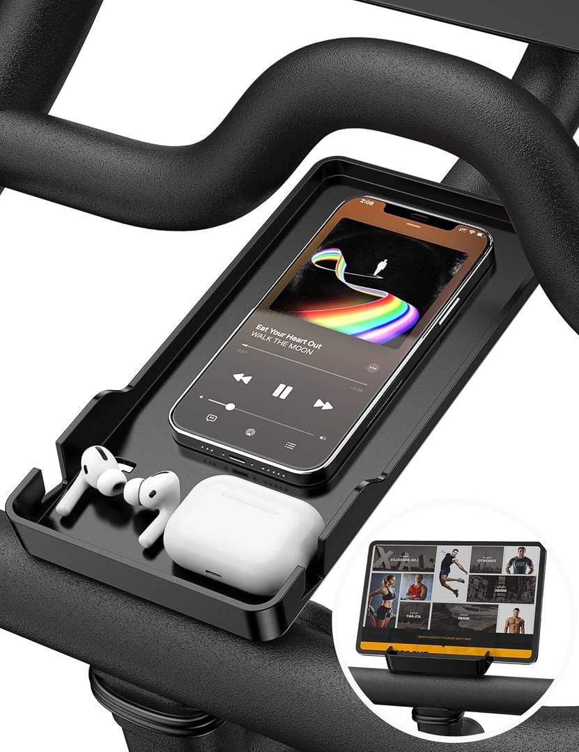 Phone Holder for Peloton Bike & Peloton Bike +, Peloton Bike Accessories, Built-in Anti-Slip Silicone mat Mount Tray, Peloton Phone Holder for iPhone, iPad - Easy Installation