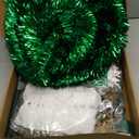 FHOZGECY Pop Up Christmas Tree with Lights, 5FT Collapsible Tinsel Pencil Christmas Tree with White Ornaments and 8 Lighting Modes, Easy Setup and Organize for Home Office Party Holiday Decor