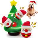 Squeaky Dog Toy, Interactive Plush Hide and Seek Dog Toys for Small Medium Sized Dogs and Non-Aggressive Chewers, Puppy Teeth Clean Chew Toys, Christmas Tree