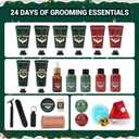 Advent Beauty Calendar for Adults 2025 Rinse & Robust Beard Care Kit Christmas Gifts for Men Skincare Beauty Advent Calendar for Men Christmas 24 Days Countdown Calendar Beard Care Grooming (Green)