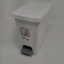 Sterilite 2.7 Gallon Rectangular StepOn Wastebasket, Small, White lid and base with Titanium pedal and Liner 1 Pack