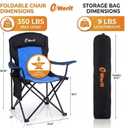 EMERIT Oversized Padded Camping Chair, 350LB Heavy Duty Quad Fold Chair with Arms, Collapsible Outdoor Chairs with Lumbar Back & Cup Holder