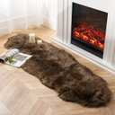 Ashler Faux Fur Rug, Fluffy Shaggy Area Rug Ultra Soft 2 x 6 Feet Sheepskin Fur Rug, Dark Coffee Fuzzy Rug Machine Washable Shag Rug, Nursery Decor Throw Rugs for Bedroom, Kids Room, Living Room