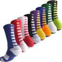 OLCHEE Boys Athletic Crew Socks Basketball Sports Calf High Kids Youth Teens Long Compression Colorful Multipack