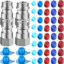 Gisafai 4 Pack R12/R22 to R134a Adapter Conversion Kit High/Low AC Retrofit Fitting Adapter 1/4'' to 7/16"-20 and 40 Pcs Dust Cap Coupler Connection for Car AC Air Conditioner Refrigerant(Silver)