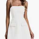 Wenrine Womens Sleeveless Mini Dress Summer Spaghetti Strap Zipper Back Slim Fit Party A Line Dresses Size S