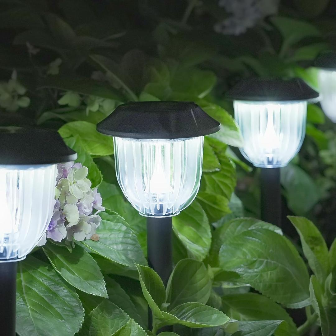 AOSEA LED Solar Lights for Outside,12000K 6 Pack Solar Lights Outdoor IP65 Waterproof,Landscape Lighting,Garden Decorative for Yard,Patio,Landscape,Pathway,Sidewalk,Driveway,Lawn (Cold White)