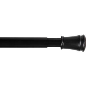 Kenney KN634 Rogers Twist & Fit No Tools Easy to Install Tension Curtain Rod, 28-48" Adjustable Length, Black Finish, 5/8" Diameter Steel Tube