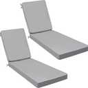 AAAAAcessories Outdoor Chaise Lounge Cushions, Fade-Resistant, Waterproof Patio Furniture Replacement Cushions, 74" x 23" x 3", Set of 2, Gray