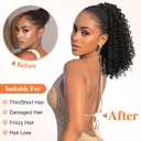 Lommel Drawstring Ponytail,14 Inch Ponytail Extension for Black Women Curly Drawstring pony tails hair extensions for Women Afro Kinky Curly Hairpieces for Daily Use(Brown and Honey Blonde)