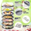 Tessco for you 12 Pack Heavy Duty Repeatedly Plastic Serving Tray with Lid and 24 Pcs Deli Wax Paper Sheets Sets Large Party Platters with Clear Lids Stackable Round Food Serving Trays (Black,16inch)