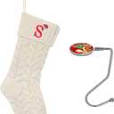 Christmas Stockings Personalized Custom Initials 18 Inches Knitted Christmas Stockings with Letter Fireplace Hanging Monogram Xmas Stockings for Kids, Family Holiday Party Decoration, White