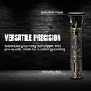 Hair Clippers for Men Professional Kit - Portable Cordless Clippers for Men w/ 7hrs Run Time - Ideal Mens Grooming Kit w/Low Noise Function - Rechargeable Beard Trimmer & Haircut Machine (Bronze)