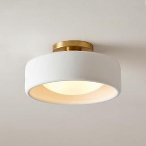 Modern Ceramic Flush Mount Ceiling Light, White, 14"W x 14"L x 6.8"H