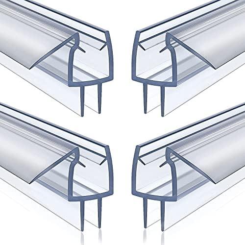 4 Pack Frameless Shower Door Bottom Seal, 1/4 x 39 Clear PVC Shower Seal Strip for 1/4 Inch Glass Shower Door Stop Shower Leaks