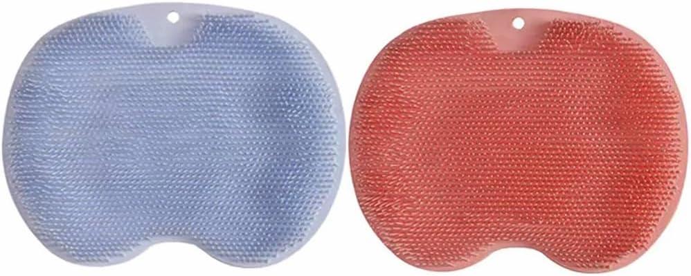 2 PCS Shower Foot & Back Scrubber Mat Hands Free Foot Massager Mat with Non-Slip Suction Cups for Use in Shower Cups Foot Cleaner for Men and Women