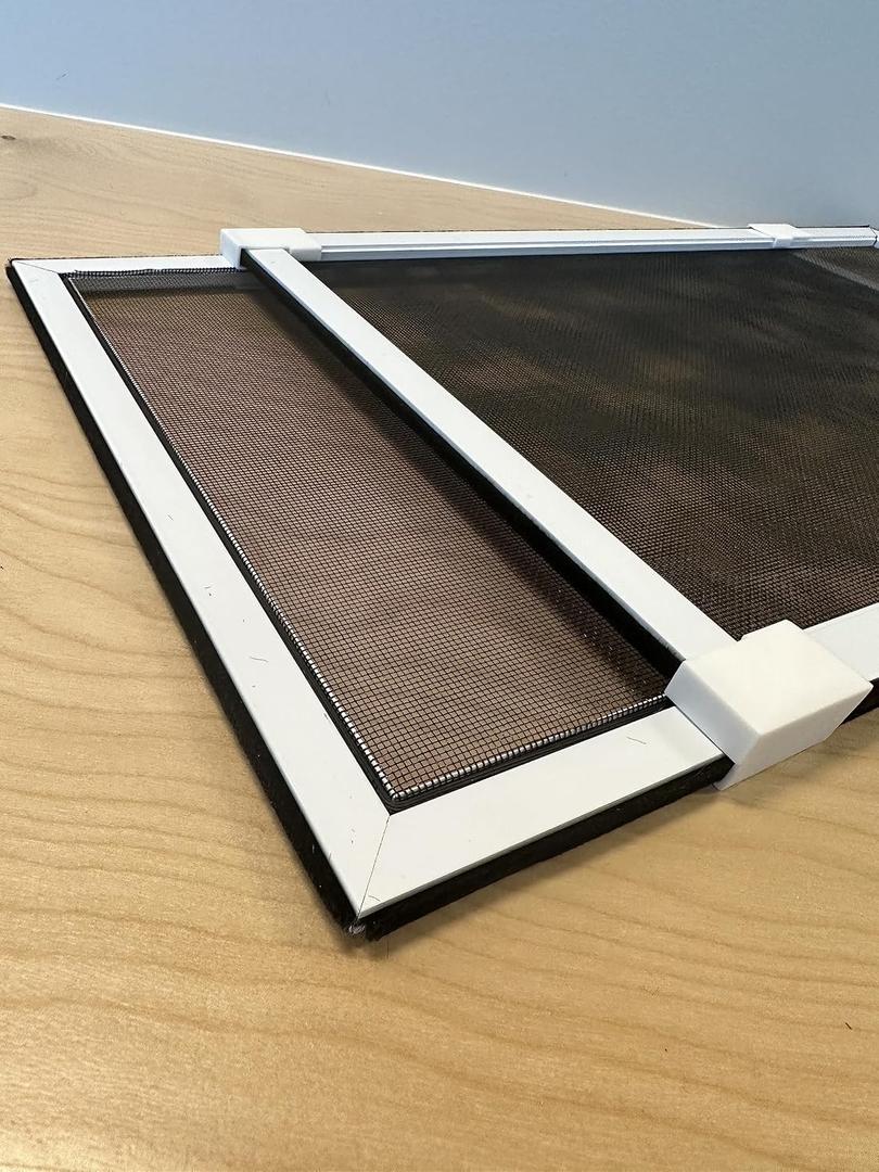 Adjustable Window Screen for Hung Windows, White Expandable Horizontal Sliding Screen, 15" H x 2.6-40" W with Black Fiberglass Mesh Removable Window Screen Replacement,2-Pack