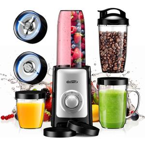 Smoothie Blender, Personal Blender for Shakes and Smoothies,12Pcs Coffee Grinder and Countertop Blenders Combo for Kitchen, Portable Smoothie Blenders with 10oz/17oz x2/23oz Cups (BLACK) (black2)