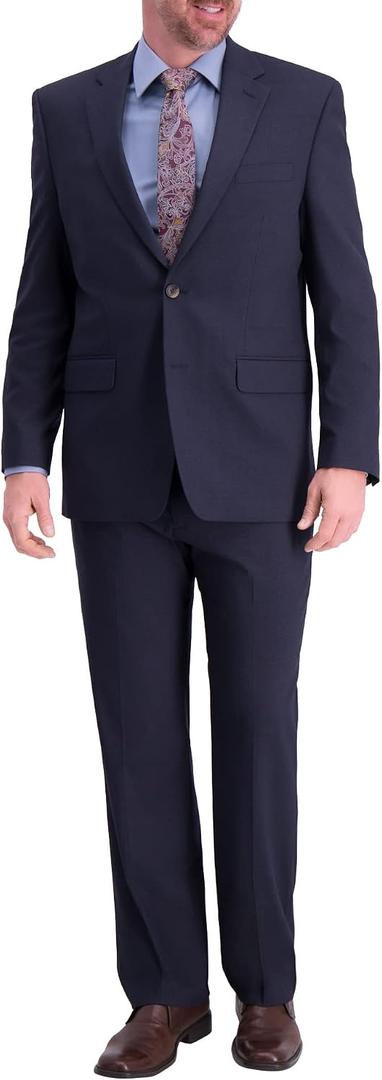 J.M. Haggar Men's Premium Stretch Classic Fit Suit Separates-Pants, Dark Navy-Jacket, 44 Tall