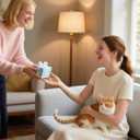 2 x Cat Hair Keychain Set - Pet Fur Keepsake with Plastic Storage Ball (Doubles as Cat Toy) (red)