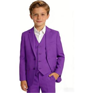 YuanLu Suits for Boys Ring Bearer Outfit Formal Vest and Pants Suit for Boy Wedding Suits Set (Purple)
