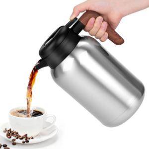 68oz Thermal Coffee Carafe, Stainless Steel Double Wall Vacuum, Carafes for Keeping Hot, Large Carafes for Tea, Hot Liquids, Cold Drinks (Classic Silver)
