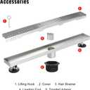 SaniteModar Linear Shower Drain, Shower Drain 30 inch with Removable Grate, Brushed 304 Stainless Steel Shower Drain Include Hair Strainer,Adjustable Leveling Feet