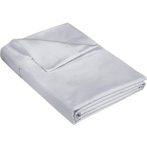 400 Thread Count 100% American Grown Cotton Silver Flat Sheet Only - Cooling Sheets - Luxury Sateen Weave - Full Size Flat Sheet Sold Separately - Super Soft Cotton Top Sheets (Full, Spanish Silver)