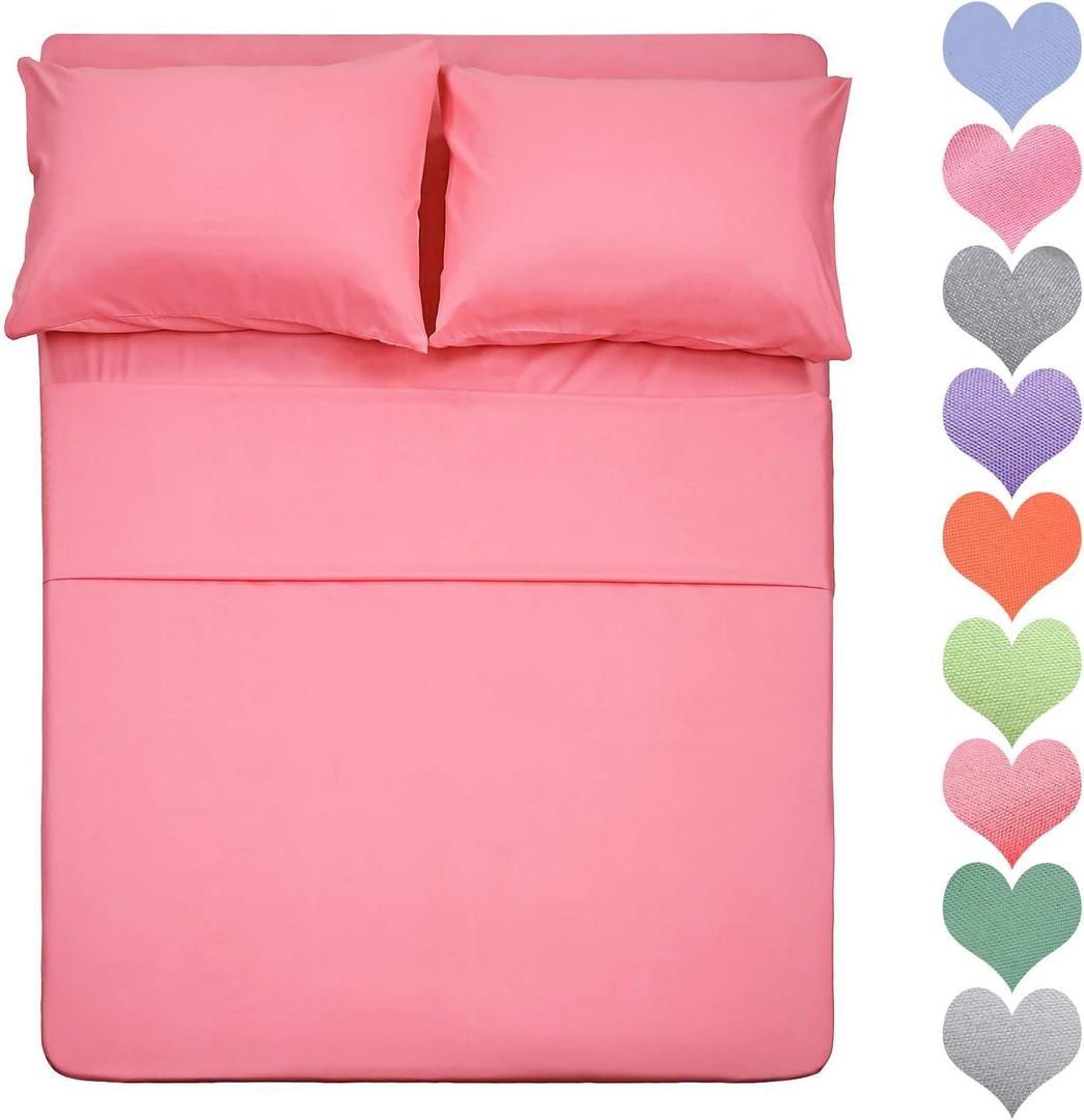 Best Season 400 Thread Count Cotton 4 Piece Queen Size Sheet Set - 100% Long Staple Cotton Sheets Set, Soft Cotton Bed Sheets Sets with Deep Pocket fit Upto 16 inch (Peach Pink Color)