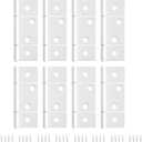 goldenwarm Three Leaf Non-Mortised Hinge for Mobile Home & RV Interior 8 Pack White Door Hinges with Screws