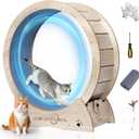 Cat Exercise Wheel, 43" Cat Running Wheel for Indoor Cats with Quiet Carpeted Runway, Cats Treadmill Wheels with Locking Mechanism, Cat's Weight Loss and Health (WOOD)