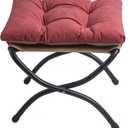 15" Foldable Foot Stool Ottoman with Metal Frame - Washable Red Upholstered Indoor/Outdoor Footrest for Living Room, Bedroom, Patio - Space-Saving Compact Design, Small