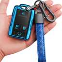 Sindeda for Chevrolet Key Fob Cover with Keychain Soft Full Protection Key Shell Key Case Compatible with Colorado Silverado Suburban Tahoe GMC Canyon Sierra 1500 2500 3500 HD 4-Buttons(Blue)