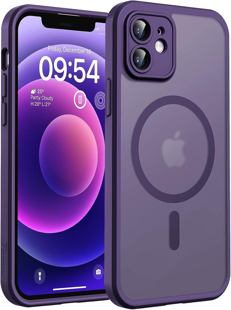TOCOL for Phone 12 Case, Compatible with Magsafe Charger, Full Camera Protection, Drop Protection, Translucent Matte Phone Case for iPhone 12 6.1 inch (Midnight Purple)