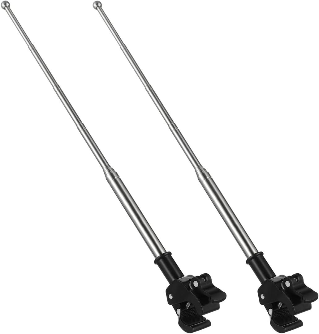 DOITOOL Adjustable Stainless Steel 12In Telescopic Motorcycle Flagpole with Handlebar Mount for Outdoor Riding and Bike Accessories