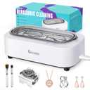 Jewelry Cleaner, 48kHz Professional Ring Cleaner with 2 Modes, 12oz Jewelry Cleaner Ultrasonic Machine for Glasses, Watch Band, Retainer, Denture, Razor, Silver (350ml White)