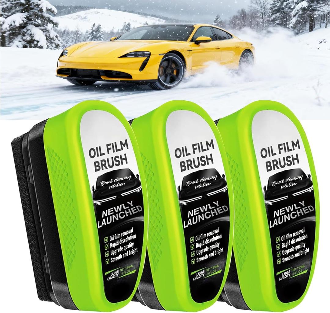 3 Pack Automotive Clear Vision Windshield Cleaner, Oil Film Cleaning Brush for Car Windows, Clear Vision Glass Cleaner Car Windshield Cleaner Tool Improving Windshield Clarity & Visibility