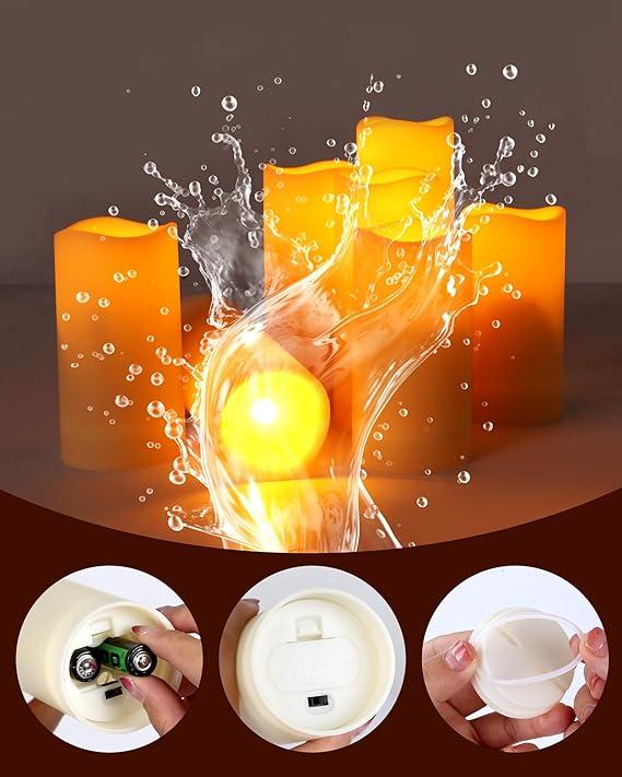 Enido 12 Pc Flameless LED Candles with Remote & Timer, Outdoor Waterproof, Flickering Electric Warm Lights for Cozy Home & Holiday Romantic Decor, Battery Operated (D 2.2 x H 4/5/6