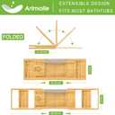 Bathtub Caddy Tray for Tub,Foldable Bath Table Trays,Bamboo Shelf with Book and Wine Glass Holder,Bathroom Accessories Suitable for Luxury Spa or Reading,Natural