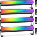 LED Stage Lights Bar,4Pack 108LEDs RGB+W DMX Lights Bar with Detachable Cover 2IN1 Pixel&Strobe Uplights Strip by Remote Control DMX512 Sound Activated for DJ Party Wedding Stage Gig Club