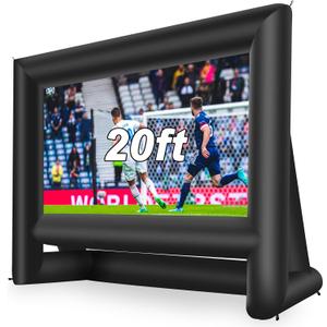 20 Feet Inflatable Movie Screen Outdoor Theater Blow Up Projection Screen with Carry Bag Blower for Front and Rear Projection Home Theater Backyard Pool Fun