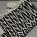 Lahome Boho Bathroom Rugs, Small 2x3 Front Door Mat Lightweight Kitchen Rug Woven Cotton Area Rug with Tassels, Farmhouse Washable Black and White Throw Rug Low Pile Carpet for Entry Laundry