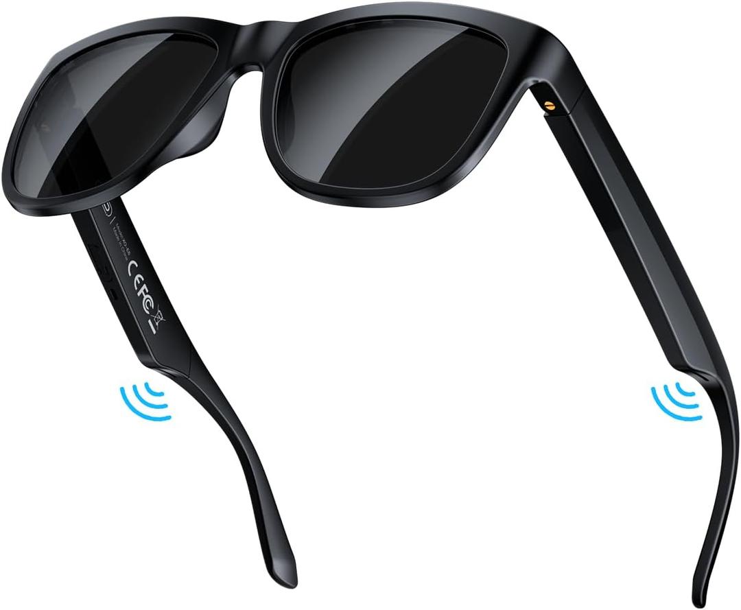Smart Bluetooth Glasses,Built-in Mic & Speakers,Smart Wireless Headphone Sunglasses for Men and Women,Athletic/Outdoor UV Protection and Voice Control,Unisex(Black)