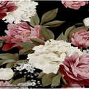 Black Floral Bath Mat Vintage Burgundy Red Pink Rose Flower White Peony Rustic Botanical Women Girl Bathroom Rug Room Decor Doormat