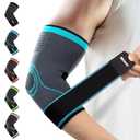 Elbow Compression Sleeve 2 Pack, Elbow Brace for Tendonitis and Tennis Elbow, Pain Relief Elbow Brace for Men & Women, Elbow Sleeve Reduce Joint Pain for Tennis, Golfer, Workouts, Blue (M) (Medium, Blue)