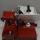 BESWOOD 10" Electric Deli Meat Slicer, Cheese Food Slicer with Premium Chromium-plated Steel Blade, for Home and Commercial use, 240W, Serving Plate included, Classic Red