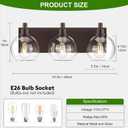 IZORRO Bathroom Light Fixtures, 3 Light Oil Rubbed Bronze Vanity Light, Modern Wall Sconces with Globe Clear Glass Shade, Vanity Lighting Fixtures Over Mirror, E26 Bulb Socket